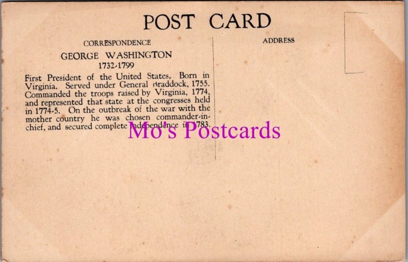 Art Postcard - George Washington Portrait. Artist G.Stuart. Unused   RS39523