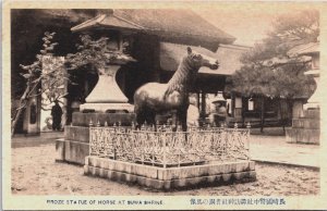 Japan Bronze Statue Of Horse At Suwa Temple Nagasaki Vintage Postcard C118