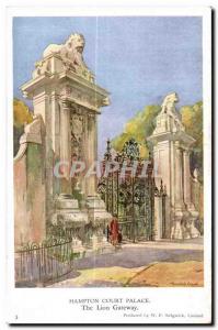 Old Postcard Hampton Court Palace The Lion Gateway