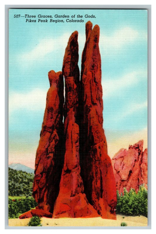 Three Graces Garden Of The Gods Colorado Vintage Standard View Postcard 