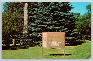 Signs~Moorhead Minnesota~The Hauge Obelisk @ Concordia College~Vintage Postcard