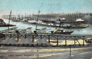Ashtabula Ohio Upper Harbor Pier Boats Railroad Antique Postcard K10322 
