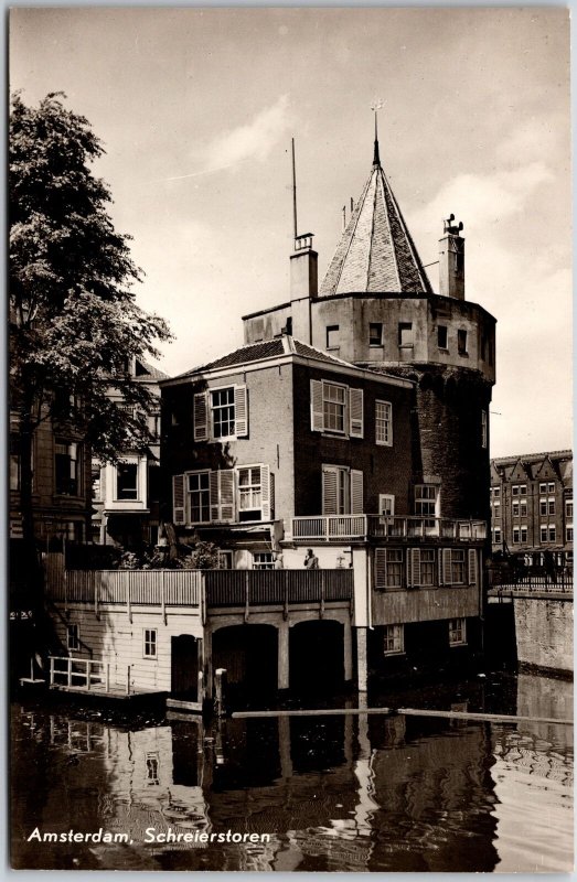 Amsterdam Schreierstoren Tower of The Weeping Women Real Photo RPPC Postcard
