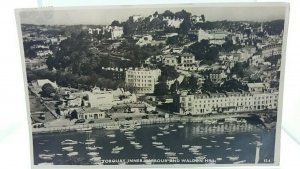 Vintage Rp Postcard Torquay Inner Harbour and Waldon Hill Real Photo Aerial View