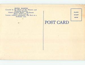 Unused Linen MARTIN HOTEL Utica New York NY Q6945