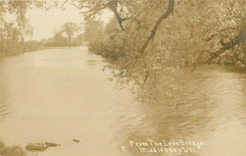 VT, Middlebury, Vermont, River Scene, Grove Photo, RPPC