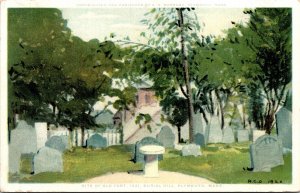 Site Old Fort Burial Hill Plymouth Mass Phostint Divided Back Postcard 