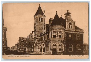 c1905 Exterior View Post Office Building Augusta Maine Unposted Vintage Postcard