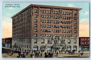 Fort Wayne Indiana IN Postcard Anthony Hotel Building Exterior c1910's Antique