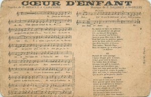 Music related postcard song lied France Coeur d`Enfant
