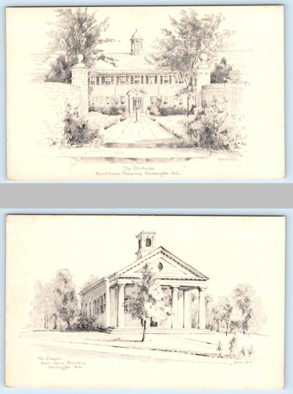 2 Postcards WASHINGTON D.C. ~ Doorway MOUNT VERNON SEMINARY Chapel - Blank Back