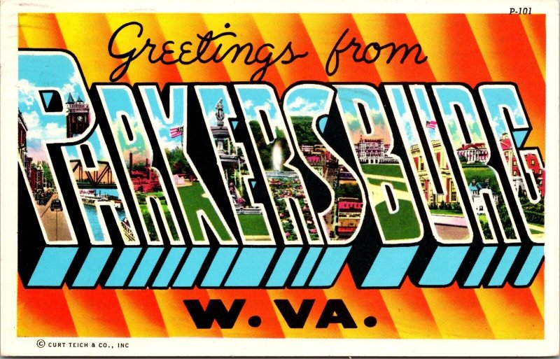 Large Letter Greetings from Parkersburg West Virginia Postcard