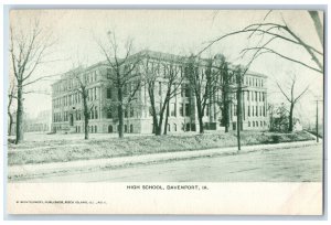 Davenport Iowa IA Postcard High School Exterior Building c1905 Vintage Antique