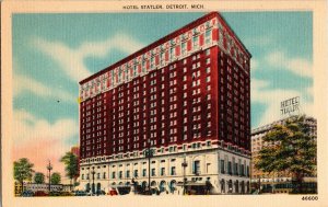 Hotel Statler Detroit Michigan Vintage Linen Postcard Divided Unposted Unused