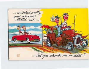 Postcard You Ought To See Us Now with Couple Car Comic Art Print