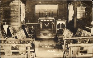 Ethete Wyoming WY St Michaels Mission Interior Real Photo Vintage Postcard