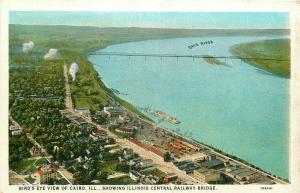 IL, Cairo, Illinois, Central Railroad Bridge, Birdseye View, Tichnor No. 108441