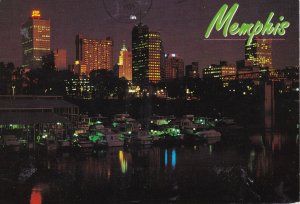 Tennessee Memphis Skyline and Yacht Club At Night