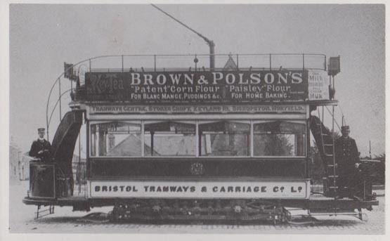 Brown & Polsons Flour Home Baking Bakery Advertising Bristol Tram Bus Postcard