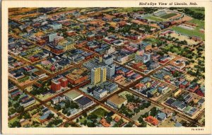 Aerial View of Lincoln NE Vintage Linen Postcard L27