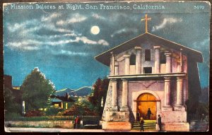 Vintage Postcard 1920 Mission Dolores at Night, San Francisco, California (CA)