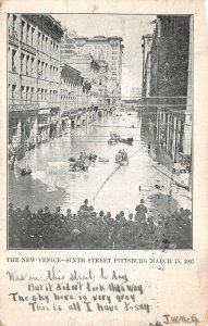 THE NEW VENICE SIXTH STREET PITTSBURGH PENNSYLVANIA FLOOD DISASTER POSTCARD 1907