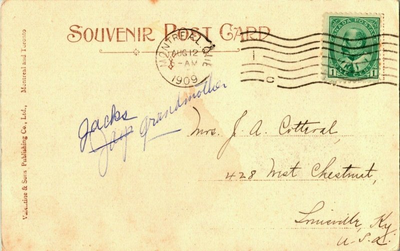 Vtg Postcard 1909 Montreal Canada - Notre Dame Church - Valentine & Sons 
