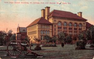 YORK PA HIGH SCHOOL BUILDING~COLLEGE AVE & BEAVER ST~CANNON  POSTCARD 1910s
