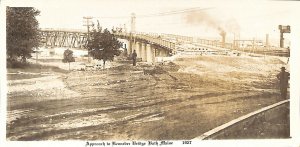 Bath ME Approach to Kennebec Bridge in 1927  3.5 x 7 Real Photo Postcard