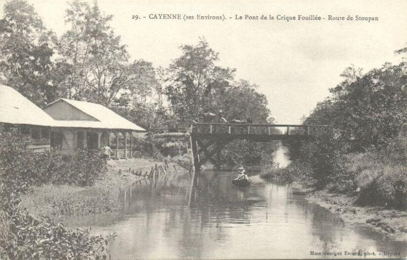 french guyana, CAYENNE Crique Fouilée Bridge (ca. 1899)