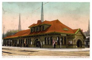 Postcard TRAIN STATION SCENE Middletown New York NY AT7429