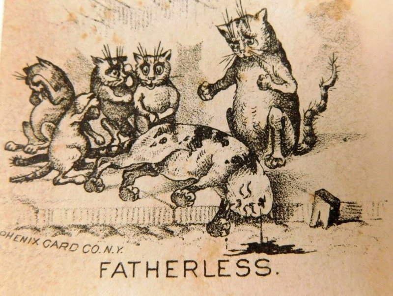 Engraved Fatherless Anthropomorphic Cat Family Dead Cat In Road Oddball Card F48