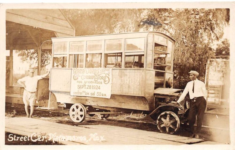 Matamoros Mexico Street Car Real Photo Vintage Postcard AA60071