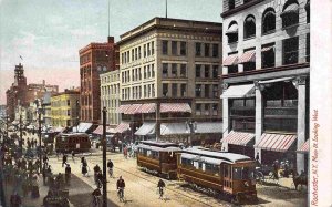 Main Street Streetcar Rochester New York 1907c postcard