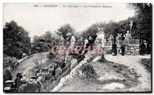 Old Postcard Lourdes Calvary first station