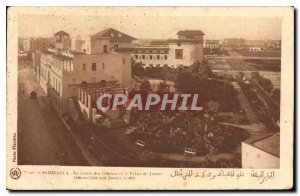 Old Postcard Casablanca Circle of Officers and the Palace of Justice and Just...