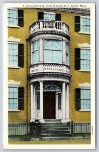 Salem Massachusetts~Salem Doorway Safford Porch 1817~Vintage Linen Postcard