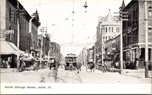 Postcard North Chicago Street in Joliet, Illinois