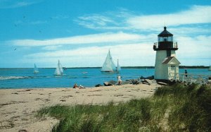 Vintage Postcard Sailing At Brant Point Nantucket Massachusetts MA Bromley & Co.