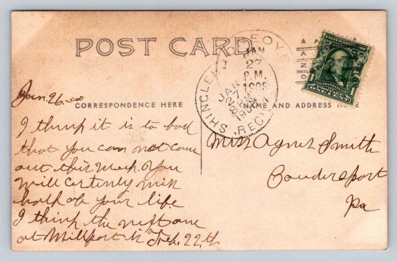 RPPC  1907  First Baptist Church  Shinglehouse  Pennsylvania   Postcard