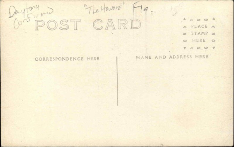 Daytona Florida FL The Howard Hotel Inn Cars c1915 Real Photo Postcard