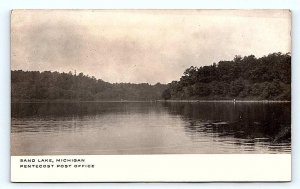 RPPC PENTECOST, MI Michigan ~ View of SAND LAKE c1910s Lenawee County Postcard