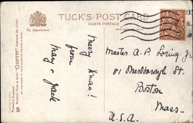 Tuck Christmas C3000 Bowley Santa Claus Sled Children c1910 Postcard 