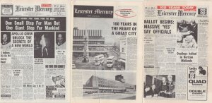 Leicester Miniature 3x Newspaper s incl Moon Landing Collection