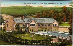 Postcard SWIMMING POOL SCENE Wheeling West Virginia WV AM2768