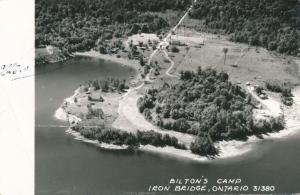 RPPC Aerial View of Bilton's Camp Resort - Iron Bridge Ontario, Canada - pm 1957