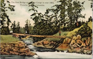 Victoria BC Gorge First Bridge Across Gorge Unused Hibben #185e Postcard E93