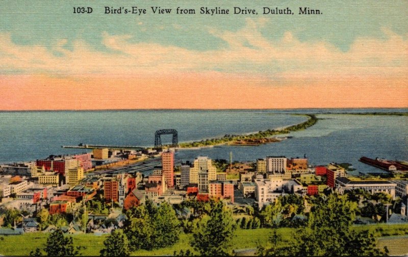 Minnesota Duluth Birds Eye View From Skyline Drive 1938 Curteich