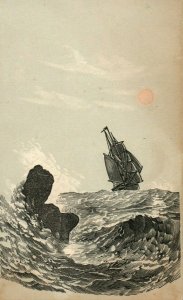 1870s-80s Lovely Ship At Heavy Seas Rocks Ahead Engraved Victorian Card F17