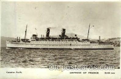 Empress of France Steamer Ship 1949 minor corner wear, yellowing stain on fro...